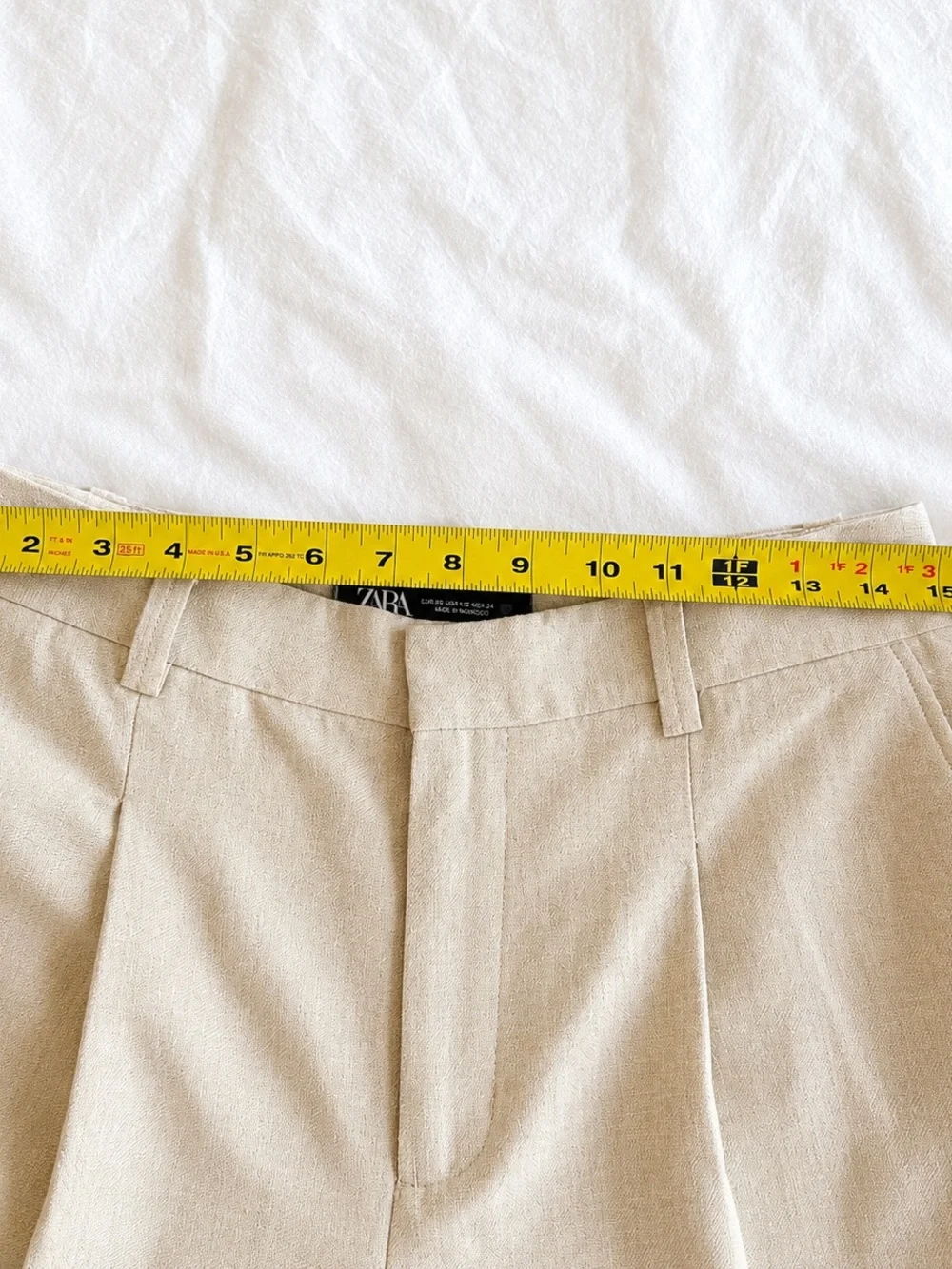 Zara High Waist Tailored Tapered Trousers Linen Blend Quiet Luxury Size XS